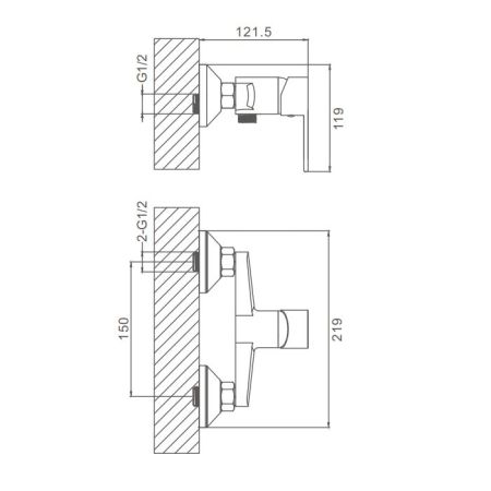 Смеситель для душа Prohanss P64.20, хром, артикул P64.20