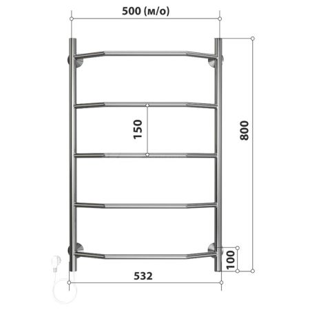 Полотенцесушитель электрический Stelmix 80x50 см, трапеция, артикул 4670078543233