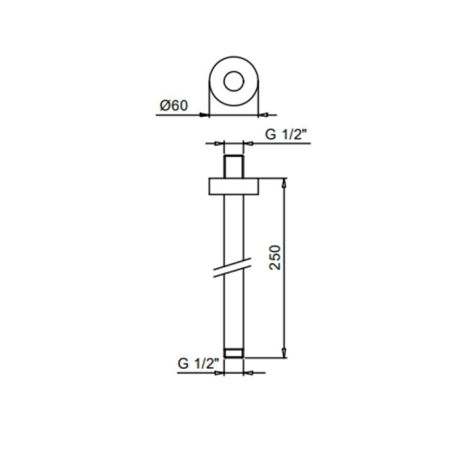 Держатель верхнего душа, Fantini, вид-потолочный, вынос, мм-250, цвет-хром