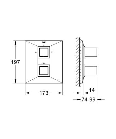 Внешняя часть термостатического смесителя для ванны GROHE Allure Brilliant, хром (19792000)