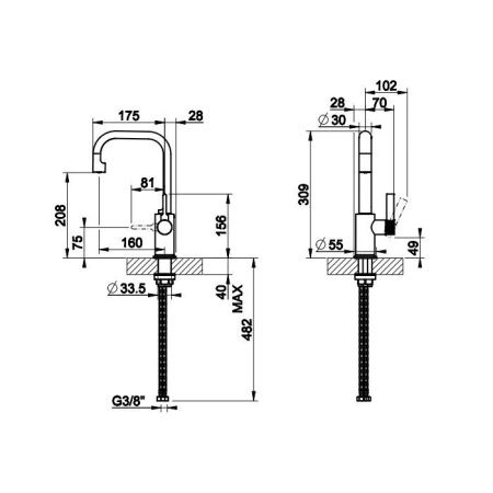 Gessi Inciso Смеситель для раковины, высокий, без донного клапана и соединительные шланги, цвет: хром