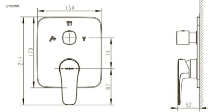 Смеситель для душа встраиваемый на 3 потока Bravat Source PB8173218CP-3-ENG, хром, артикул PB8173218CP-3-ENG
