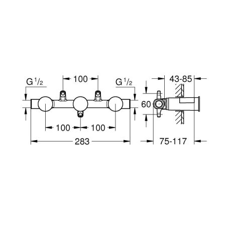 Встраиваемая часть смесителя для раковины GROHE Ondus на 3 отверстия (29025002)
