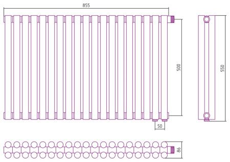 Отопительный радиатор ЭСТЕТ-11 н/ж EU50 500х855 / 19 сек (Шампань)