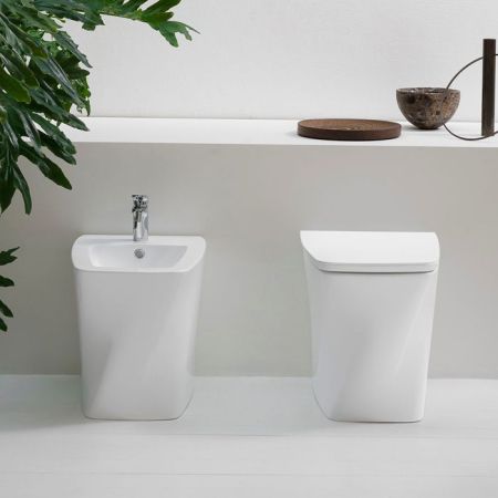 Azzurra Hera Унитаз напольный приставной безободковый 57х38х42 см, слив универсальный, с крепежом, цвет белый, артикул HEVCTPE00000BI