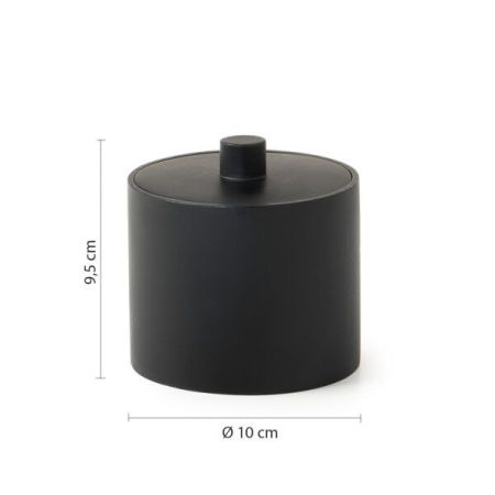 Gedy Brenda, настольный круглый контейнер с крышкой, цвет черный матовый, артикул BR03(14)
