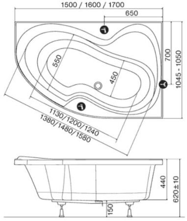 Акриловая ванна Ravak Rosa II 150x105 белая 150 Р