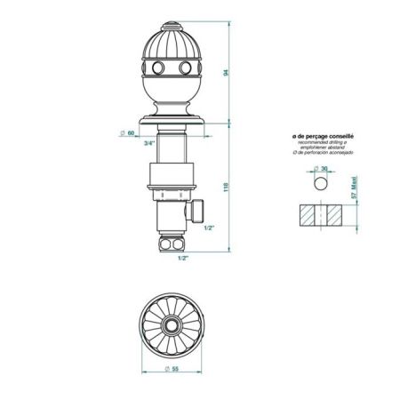 THG CHEVERNY MALACHITE Вентиль смесителя для раковины, вставки малахит, цвет полированное золото, артикул A1S-F01-35