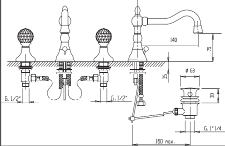 Смеситель для раковины CEZARES ATLANTIS-BLS2