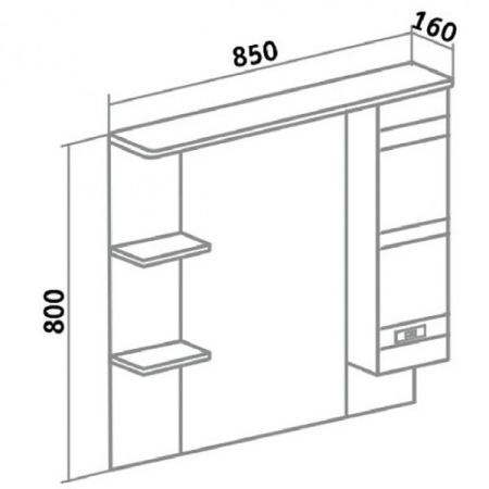 Зеркало со шкафом Runo Турин 85 4620750026714 с подсветкой Белое, артикул 4620750026714