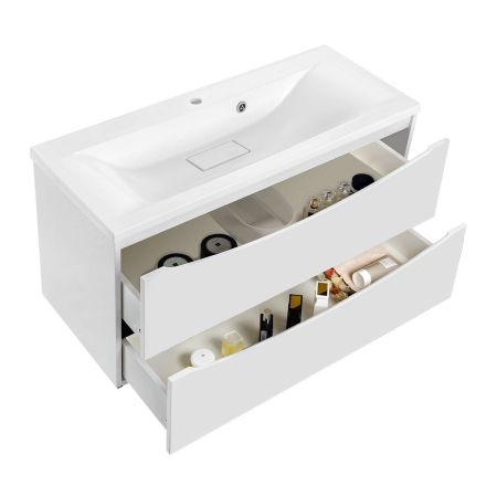 База под раковину Mia 900 подвесная, 2 выкатных ящика soft close, G.White, артикул VMC-2MA900GW