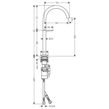 AX One Смеситель для раковины Select 260, со сливом push-open, хром, артикул 48030000