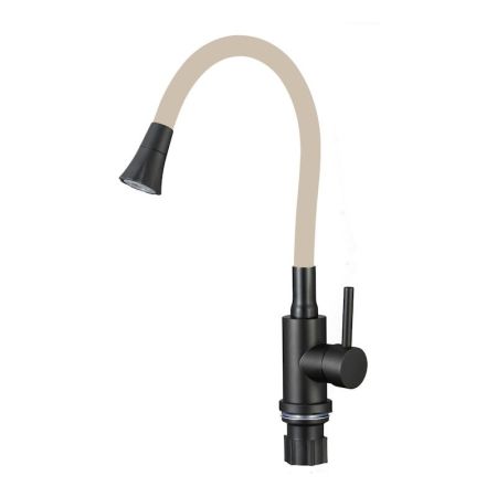Смеситель для кухни с гибким изливом и режимом душ Fmark FS8299H-12, черный/бежевый, артикул FS8299H-12