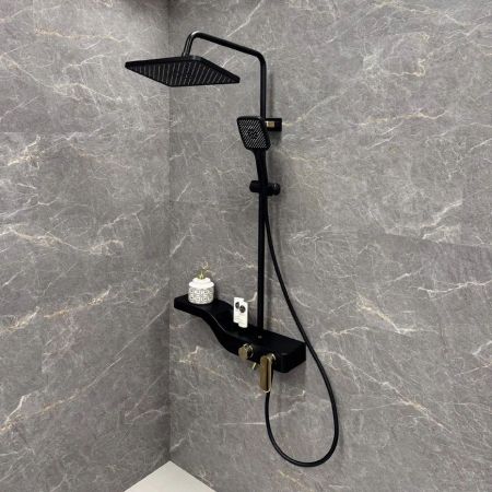 Душевая система Fixsen WAVE FX-9400B, черная+золото, артикул FX-9400B