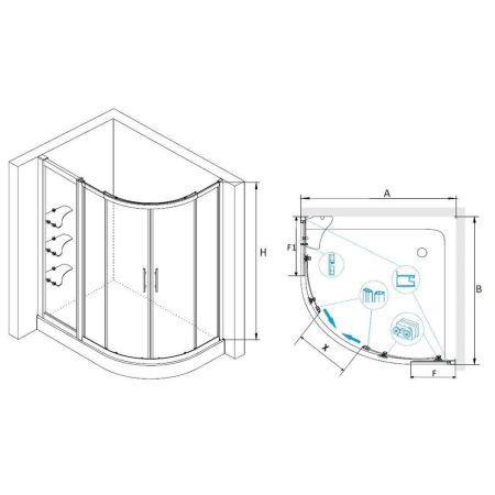 Душевой уголок RGW HO-62 (HO-51 + Z-42) (1000x1300, Прозрачное), артикул 03066213-11
