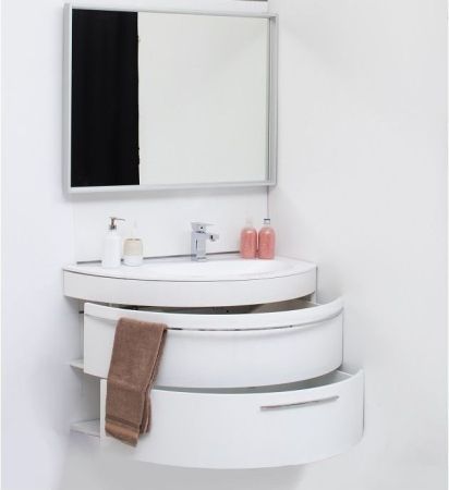 Тумба с раковиной De Aqua Эскалада 100 R белый, подвесная с ручкой, артикул 00212675