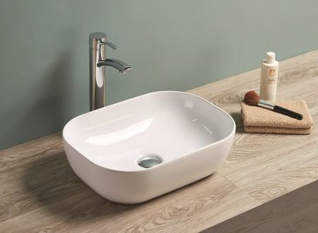 Раковина керамическая накладная AM-78105, цвет белый, 455х325х135, артикул AM-78105