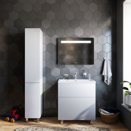 M90CSL0306WG GEM, шкаф-колонна, напольный, левый, 30 см, двери, push-to-open, цвет: белый, глянец, артикул M90CSL0306WG