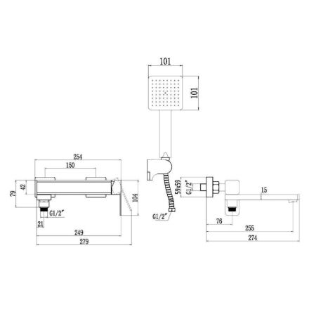 Смеситель для ванны Fmark FS8724-22HB, розовое золото