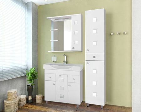 Зеркальный шкаф Style Line Крокус 75 С с подсветкой Белый глянец Зеркальный шкаф Style Line Крокус 75 С с подсветкой Белый глянец