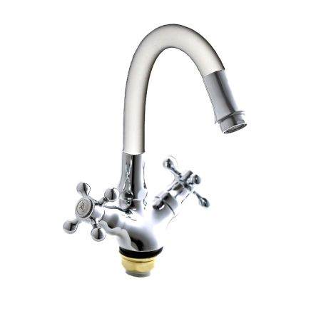 Смеситель для кухни с гибким изливом FASHUN A4419-B7266, хром/белый