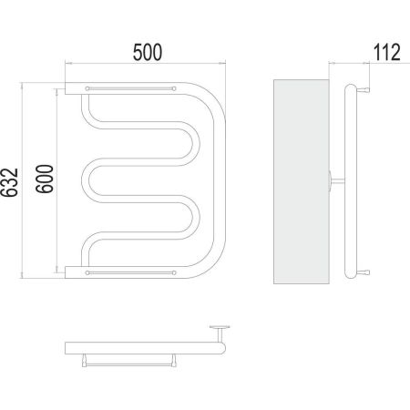Полотенцесушитель водяной Terminus Фокстрот (1") БШ 60х50, артикул 4620768881084