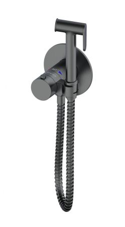 Смеситель с гигиеническим душем и термостатом встраиваемый WONZON & WOGHAND, Темный графит (WW-88829909-BGM)