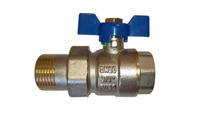 Кран шаровой с американкой RM-L 3/4 никелированный бабочка Ду20 Ру30 (НК 11Б27п1), артикул RML-34FFLA