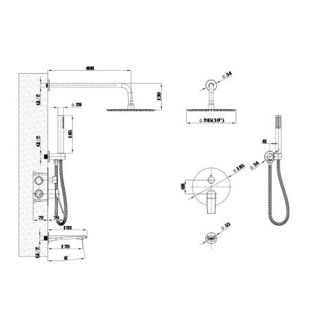 Душевая система встраиваемая Esko Shanghai Gold 7in1SHAGold, золотой сатин, артикул 7in1SHAGold
