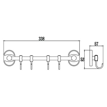 Планка с крючками Savol S-008204, хром, артикул S-008204