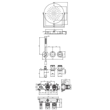 Fima Carlo Frattini Sistemi doccia Смеситель для душа, встраиваемый, термостатический, с ручным душем, на 2 выхода, цвет: чёрный матовый, артикул F3149WX9R50NS