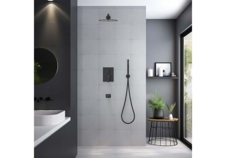 Set 4 в 1 душевой комплект AQUATEK, матовый черный AQ1273MB ОБЕРОН, артикул AQ1273MB