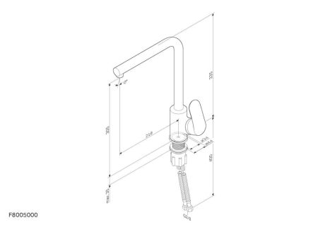F8005000 Like, смеситель для кухни L-образный излив, хром, шт., артикул F8005000