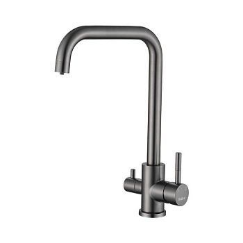 Смеситель для кухни с подключением фильтра воды Haiba HB43829-3, оружейная сталь