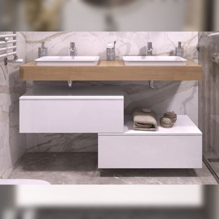 Тумба подвесная без столешницы Velvex Unit tp.UNI.80.1Y белый глянец, 80 см, артикул tp.UNI.80.1Y белый глянец