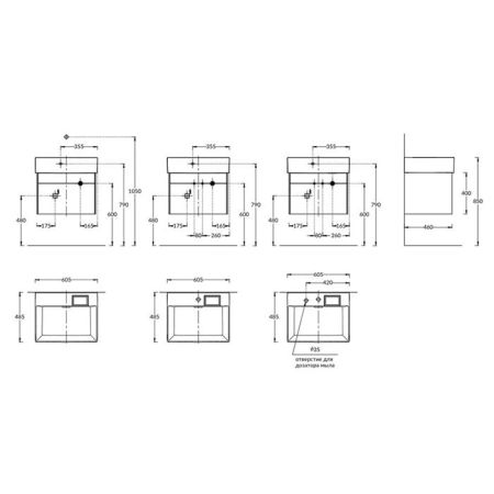 Тумба LOGICA подвесная 2 ящика 60 см, песчаный
