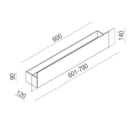 Agape Sen Полочка, 60см,с удлиненной передней частью, цвет: черный, артикул ASEN0927NS