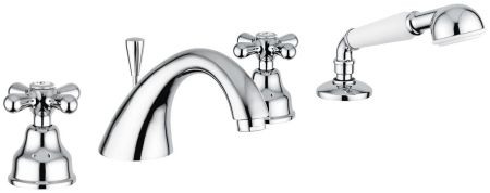 Смеситель Deco Classic с ручным душем на борт ванны, 4 отверстия, цвет хром, артикул 12120CR