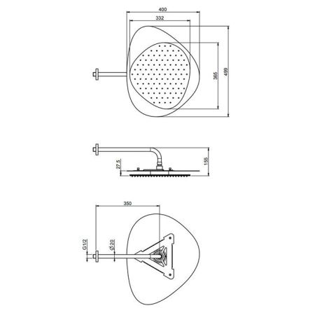 Fima Carlo Frattini Soffioni Верхний душ 49х40см., настенный, Cloud, цвет: чёрный матовый, артикул F2650NNS