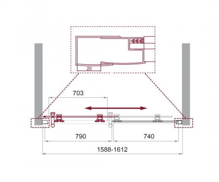Душевая дверь в нишу BELBAGNO UNO-195-BF-1, артикул UNO-195-BF-1-140-C-NERO