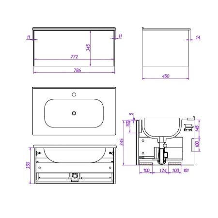 Тумба под раковину подвесная La Fenice Terra FNC-01-TER-C-80, бежевая, артикул FNC-01-TER-C-80