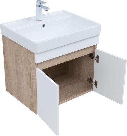 Тумба под раковину Aquanet Оптима 60 дуб светлый/белый сатин, артикул 00344799