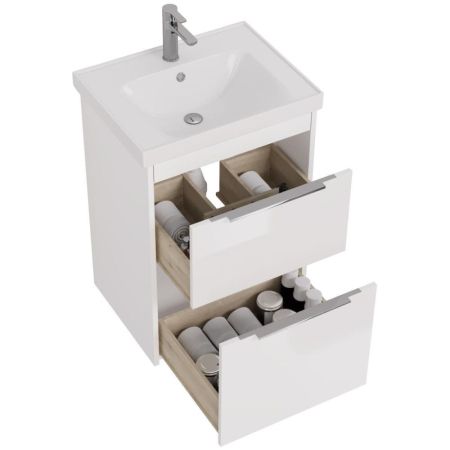 Тумба с раковиной подвесная/напольная Dreja Prime 60 см, белый, артикул 99-9300-com