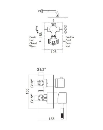 Смеситель для душа Fiore XENON 44CR7501, черный