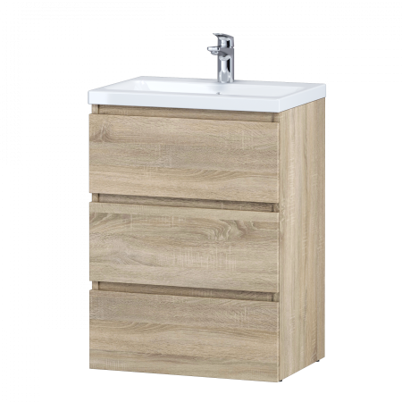 M91FSX0602OF GEM S, База под раковину, напольная, 60 см, 3 ящика, светлый дуб, артикул M91FSX0602OF