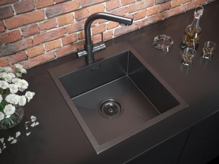 Кухонная мойка Paulmark Neckar 45 PM804551-GM Вороненая сталь, артикул PM804551-GM