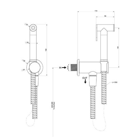 Gessi Transparenze Гигиенический душ, цвет: Gold CCP, артикул 14331#080