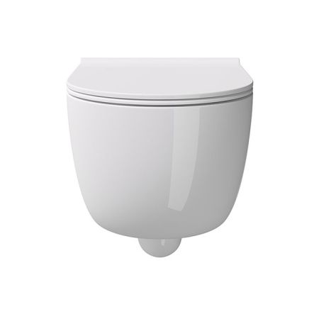 Унитаз, Alice, Unica, безободковый (с открытым смывным краем), тип установки-подвесной, ширина, мм-350, глубина, мм-550, высота, мм-345, форма чаши-овальная, выпуск-горизонтальный, материал-керамика, сиденье и крышка с микролифтом-в комплекте, вид грязеот, артикул 32240101SET