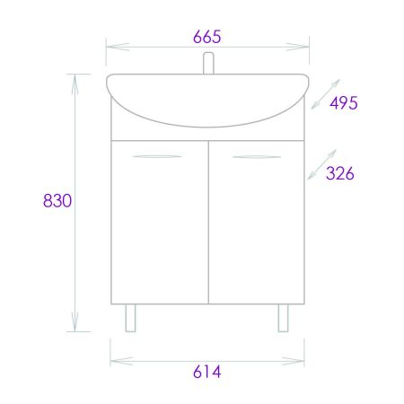 Тумба Onika Стелла 65 напольная, белая (ум. Стелла 65), артикул 106501