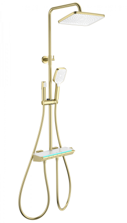 Душевая система с термостатом WONZON & WOGHAND MUSE Lumia, Брашированное золото (WW-B4174-BG), артикул WW-B4174-BG